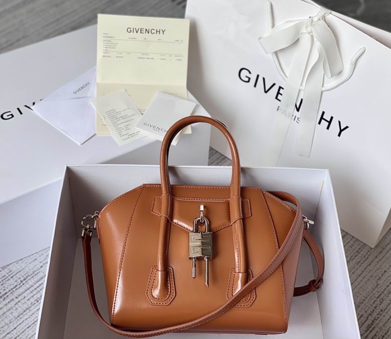 Givenchy Antigona Lock Mini Top-Handle Bag in Tan Smooth Leather