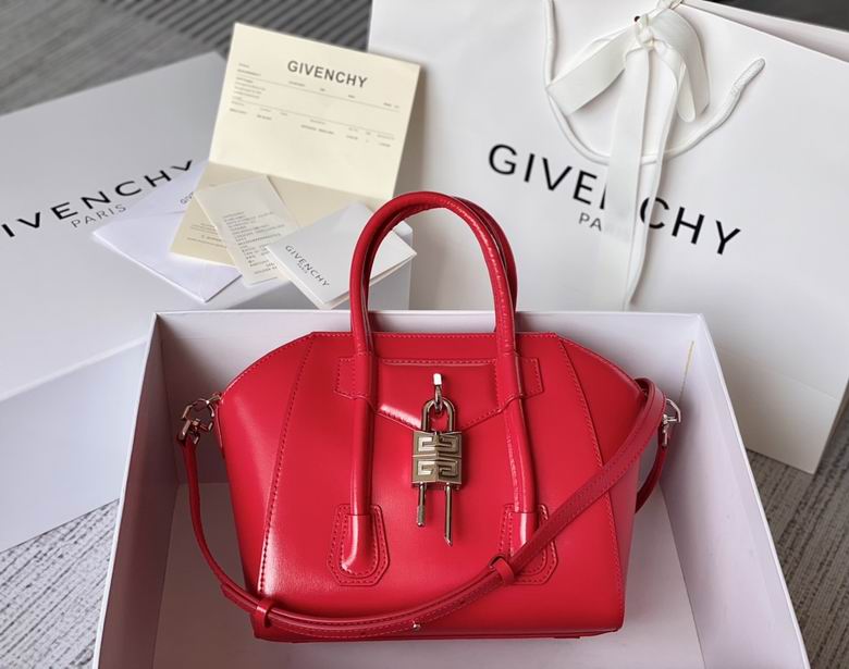 Givenchy Antigona Lock Mini Top-Handle Bag in Red Smooth Leather