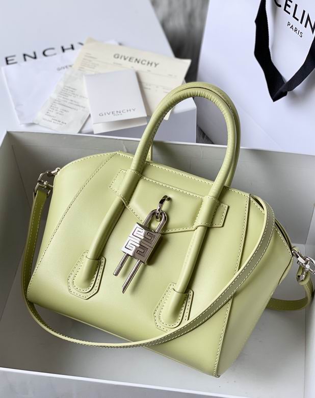 Givenchy Antigona Lock Mini Top-Handle Bag in Pale Lime Green Leather