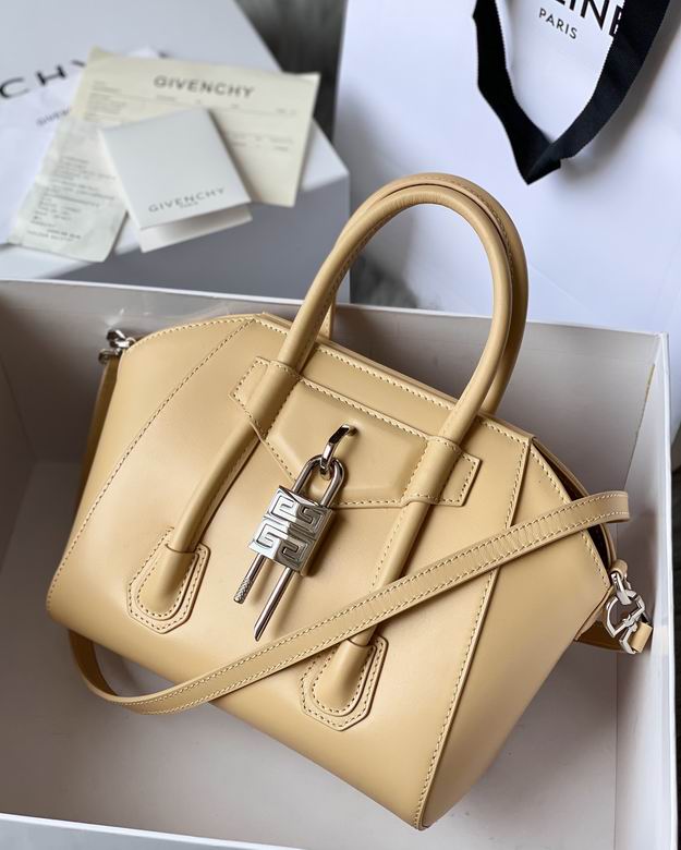 Givenchy Antigona Lock Mini Top-Handle Bag in Beige Smooth Leather