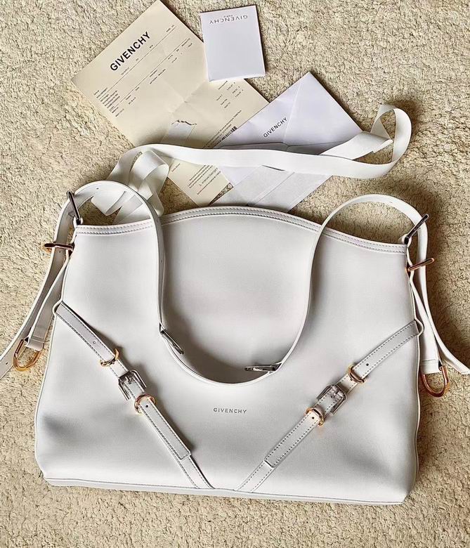 Givenchy Voyou Medium East-West Shoulder Bag in White Leather