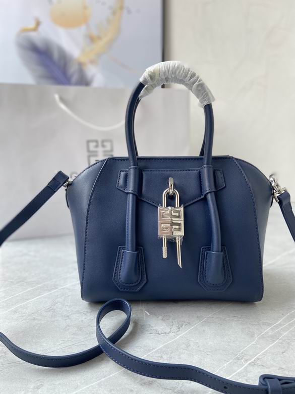 Givenchy Antigona Lock Mini Top-Handle Bag in Navy Blue Smooth Leather