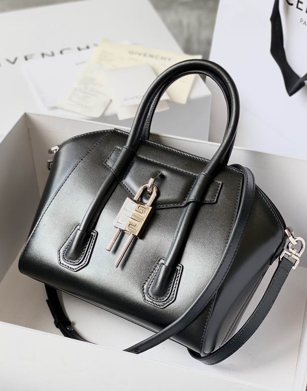 Givenchy Antigona Lock Mini Top-Handle Bag in Black Smooth Leather