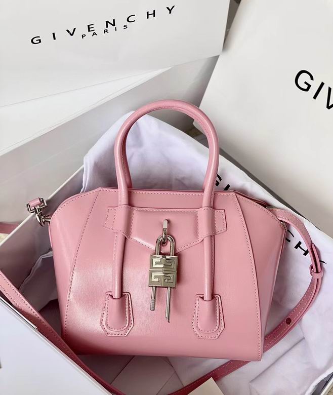 Givenchy Antigona Mini Top-Handle Bag with Lock in Pink Smooth Leather