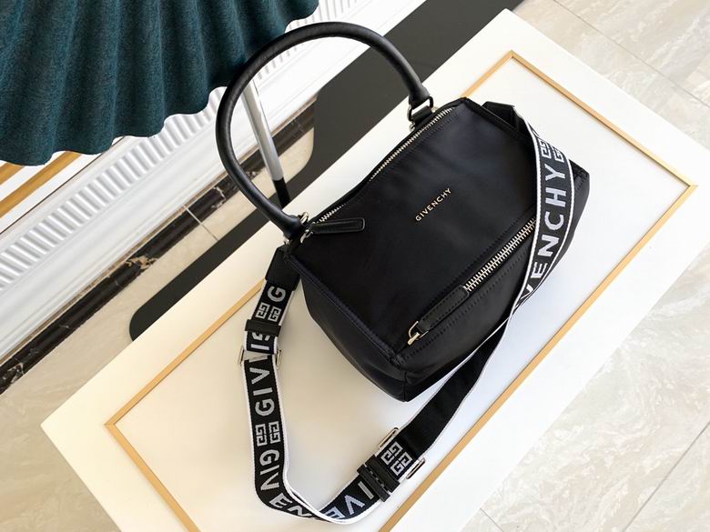 Givenchy Pandora Medium Top-Handle Bag in Black Nylon with 4G Logo Strap