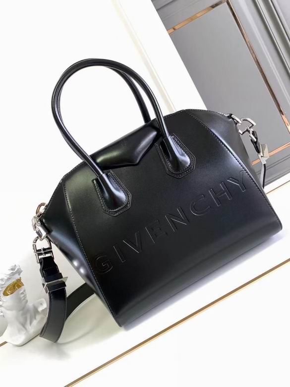 Givenchy Antigona Small Top-Handle Bag in Black Smooth Leather with Embossed Logo