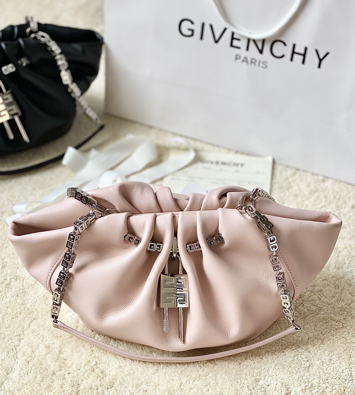 Givenchy Kenny Ruched Shoulder Bag with 4G Chain Strap in Blush Pink Leather