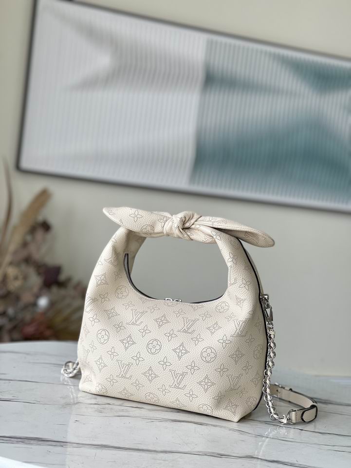 Louis Vuitton Why Knot PM Knotted-Handle Bag in Cream Mahina Leather