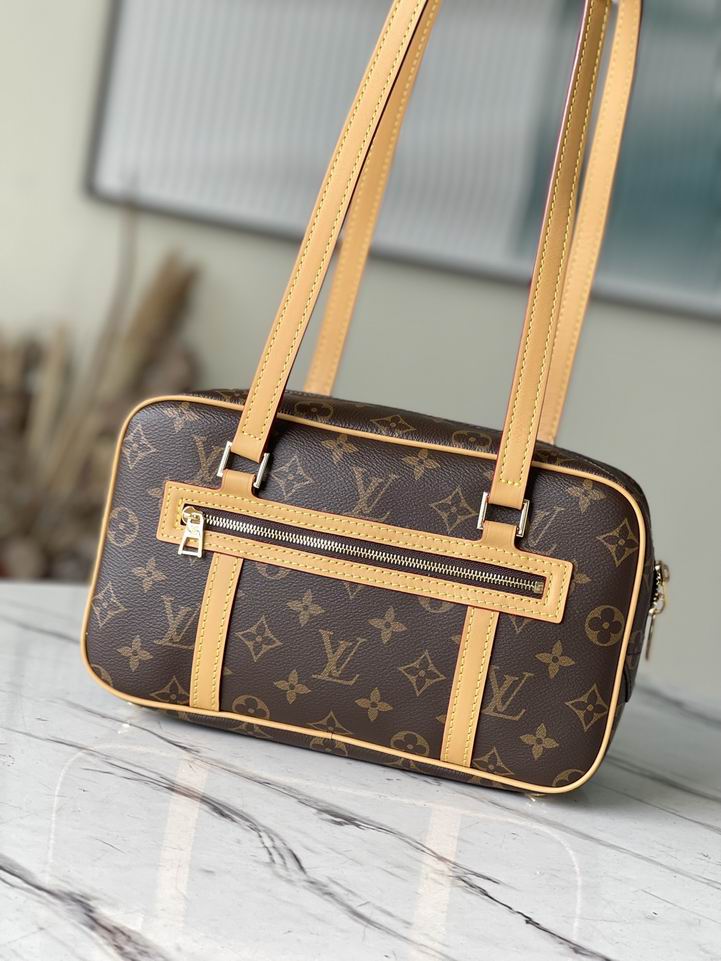 Louis Vuitton Cité MM Monogram Shoulder Bag in Brown Coated Canvas