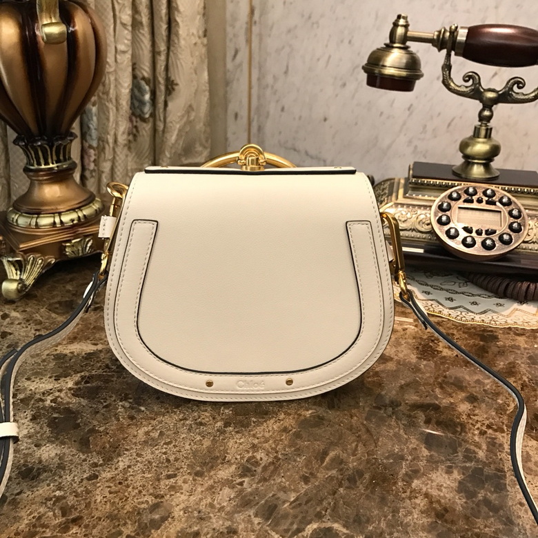 Chloé Nile Small Bracelet Crossbody Bag in Cream White Leather