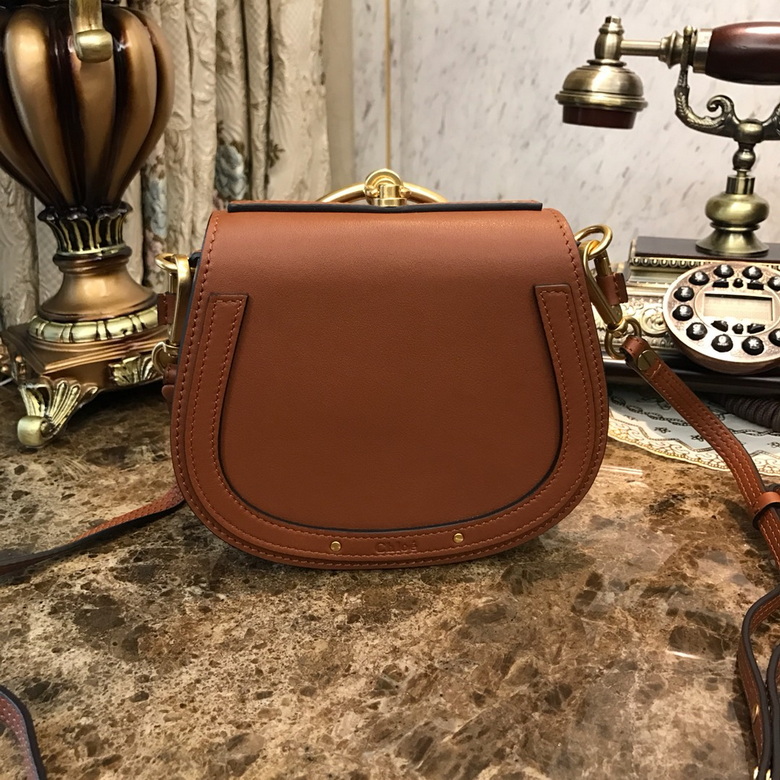 Chloé Nile Small Bracelet Crossbody Bag in Tan Brown Leather
