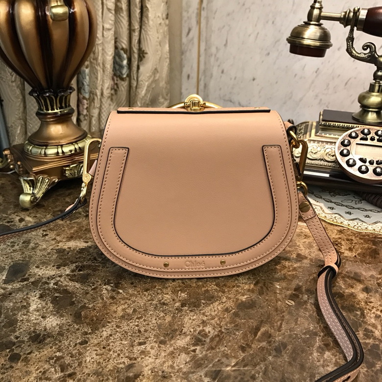 Chloé Nile Small Bracelet Crossbody Saddle Bag in Blush Beige Leather