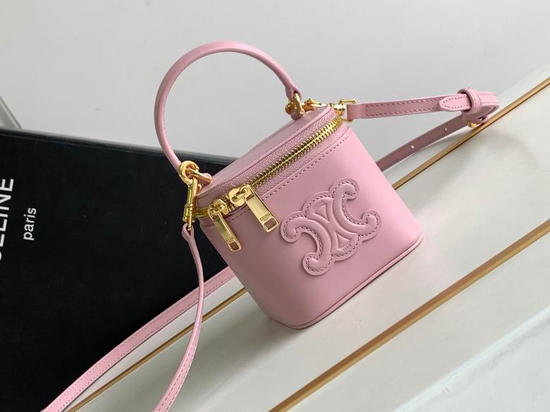 Celine Mini Cuir Triomphe Vanity Top-Handle Crossbody Bag in Pink Leather