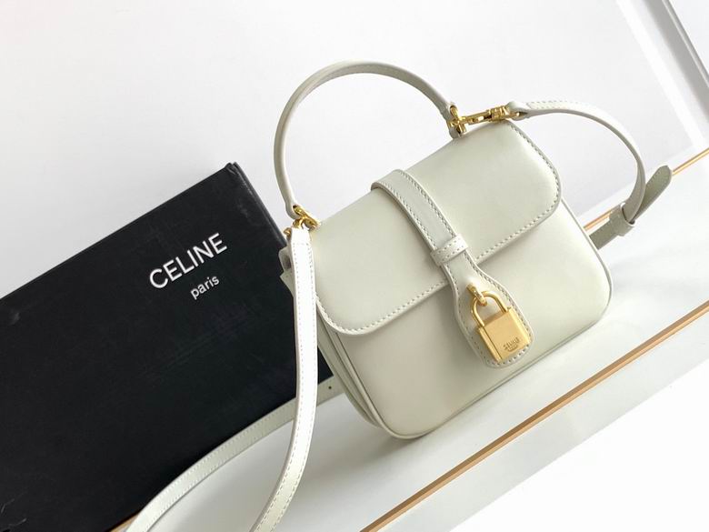 Celine Tabou Mini Top-Handle Crossbody Bag in Off-White Smooth Leather