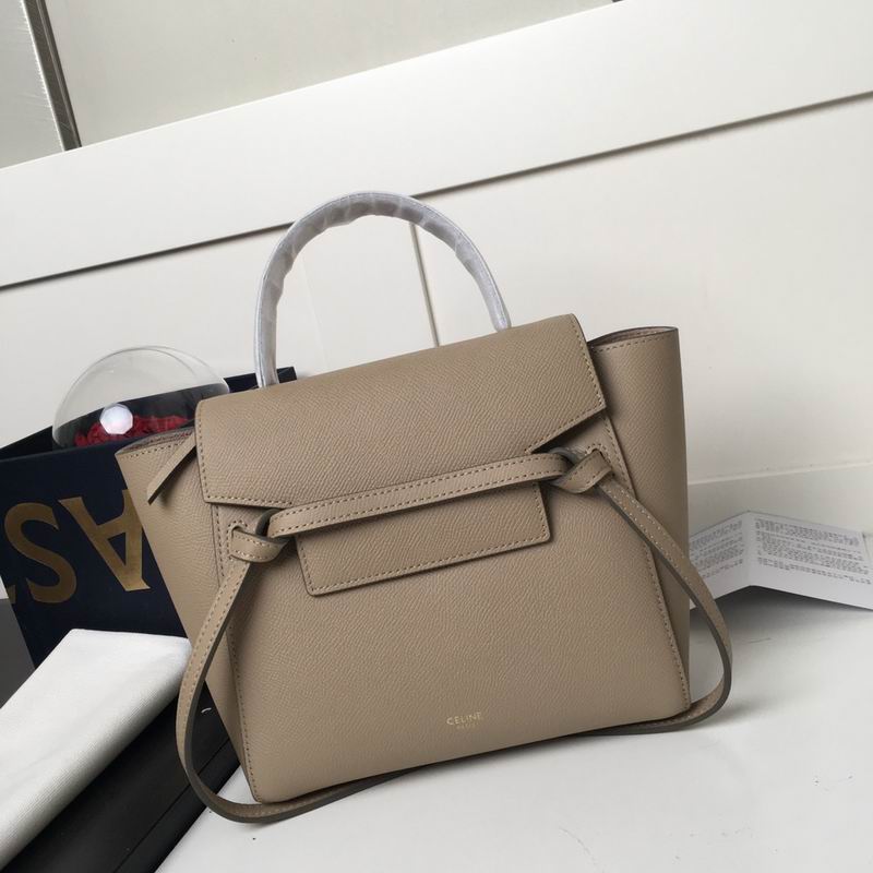 Celine Belt Bag Nano Top-Handle Bag in Taupe Grained Leather