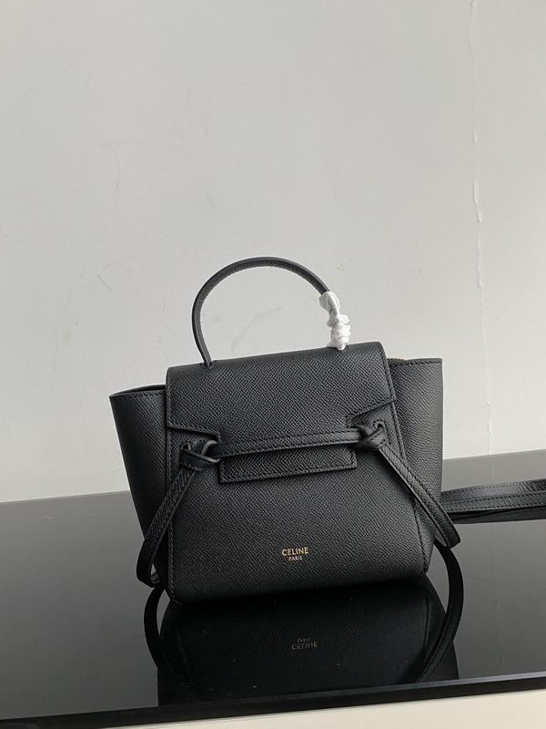 Celine Belt Bag Pico Top-Handle Bag in Black Grained Leather
