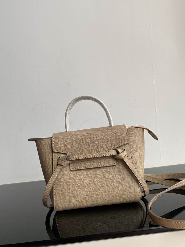 Celine Belt Bag Pico Top-Handle Bag in Beige Grained Calfskin Leather