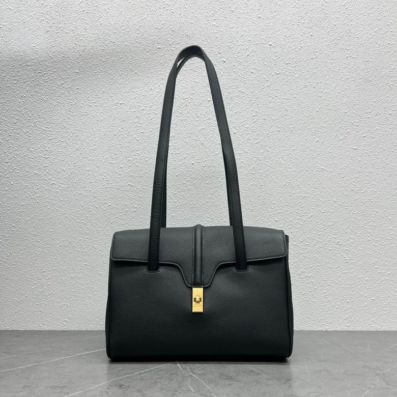 Celine Soft 16 Large Shoulder Bag in Black Grained Leather