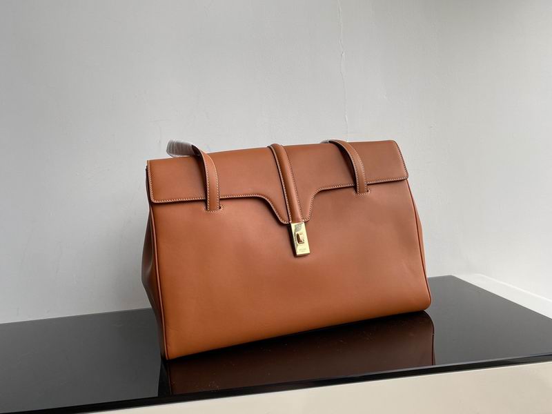 Celine Soft 16 Large Top-Handle Bag in Tan Smooth Calfskin Leather