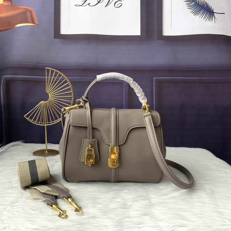 Celine Soft 16 Small Top-Handle Bag in Taupe Smooth Calfskin Leather