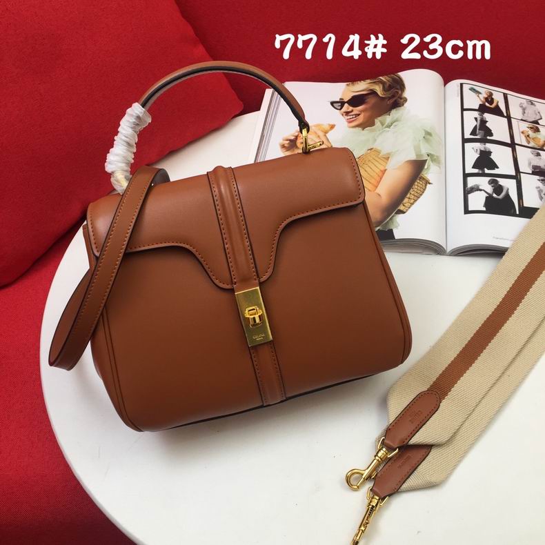 Celine Soft 16 Small Top-Handle Bag in Tan Smooth Calfskin Leather