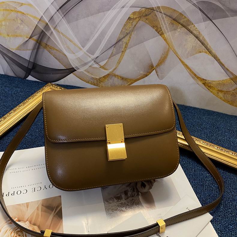 Celine Classic Medium Shoulder Bag in Olive Brown Smooth Leather
