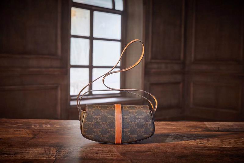 Celine Mini Tabou Shoulder Bag in Triomphe Canvas with Tan Calfskin Trim