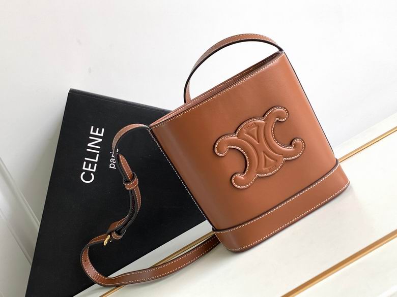 Celine Small Bucket Cuir Triomphe Crossbody Bag in Tan Smooth Calfskin