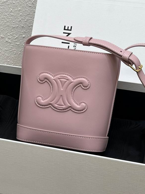 Celine Cuir Triomphe Small Bucket Bag in Pink Smooth Calfskin