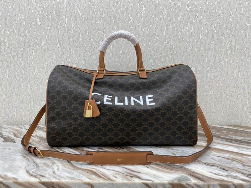 Celine Voyage Duffle Bag in Triomphe Canvas with Tan Calfskin Trim
