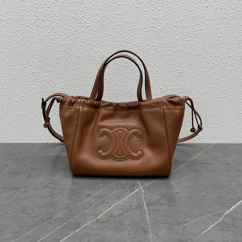 Celine Small Cabas Drawstring Cuir Triomphe Tote Bag in Tan Smooth Calfskin