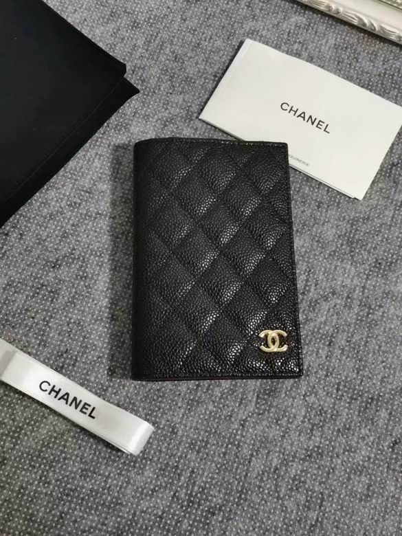 Chanel Classic Quilted Passport Holder in Black Grained Leather